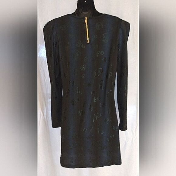 Skull Satin Mini Dress w/ Pockets Navy XS  Tunic - Picture 5 of 7